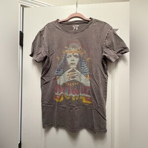 Bowie Gray Retro Graphic Tee - Short Sleeve - S